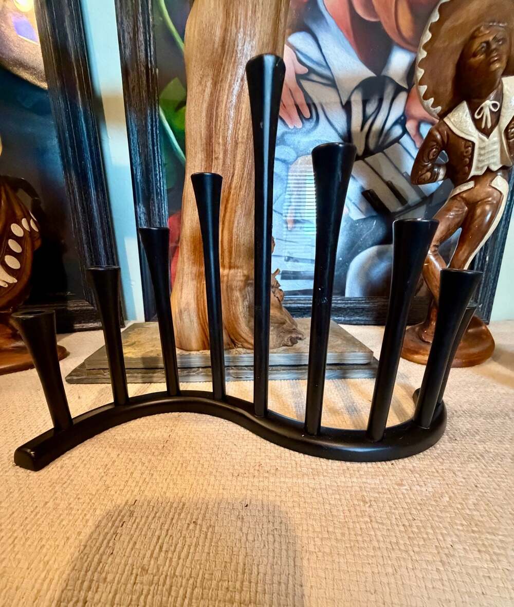 Modern Black Wavy Metal Candle Holder